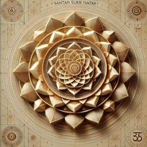 The Santan Sukh Yantra is a sacred geometrical tool designed to enhance the happiness, health, and well-being of children within a family. Rooted in ancient Vedic practices, this yantra attracts positive energies that safeguard and nurture family harmony, especially for those focused on the health and happiness of their children. Made with utmost spiritual care, this yantra acts as an energetic gateway to draw divine blessings, ensuring that children thrive mentally, physically, and emotionally.