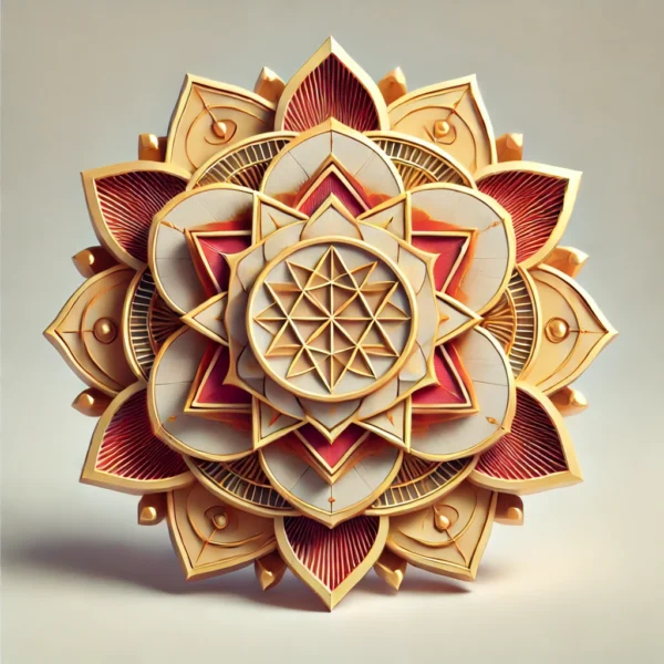 Shri Sampoorna Yantra featuring a complex arrangement of triangles, circles, and lotus petals, symbolizing prosperity, protection, and spiritual fulfillment.